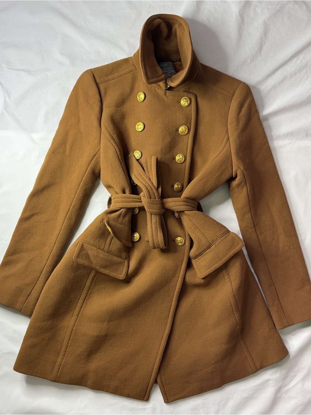 J. Crew Double-Breasted Belted Trench Coat in Camel Brown